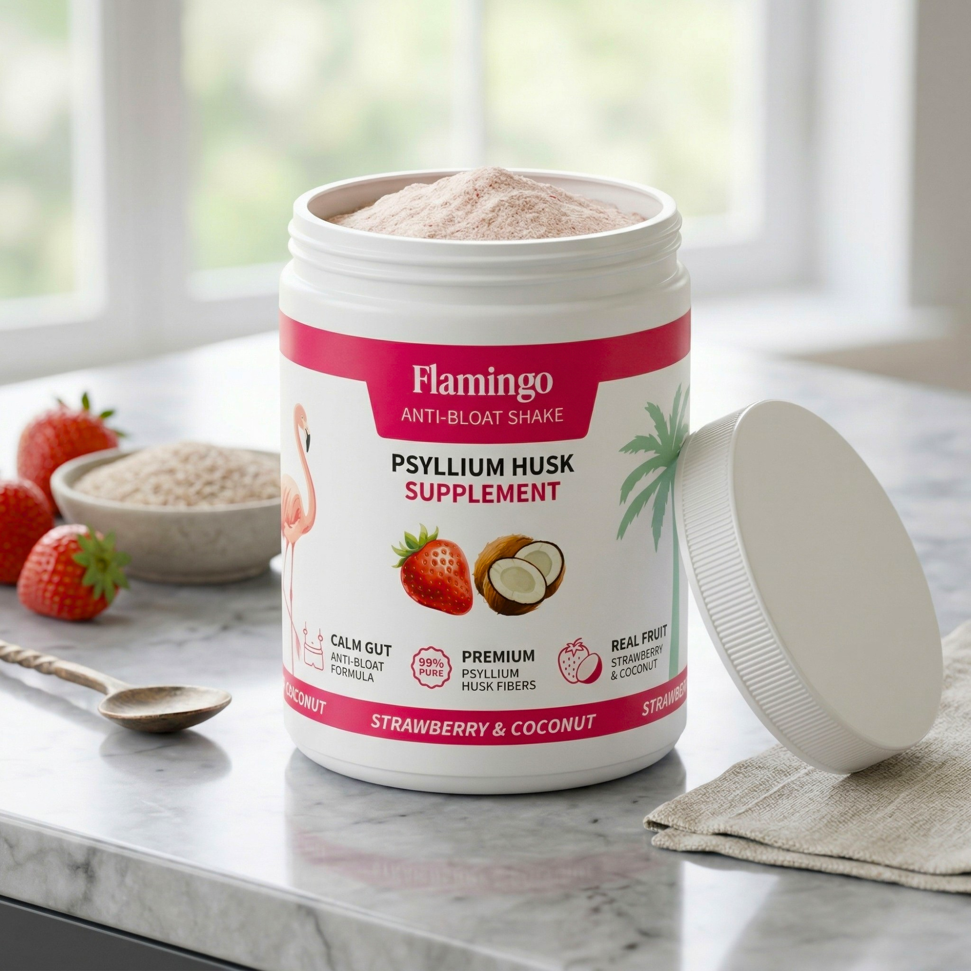 Flamingo Anti-Bloat Shake: Strawberry & Coconut